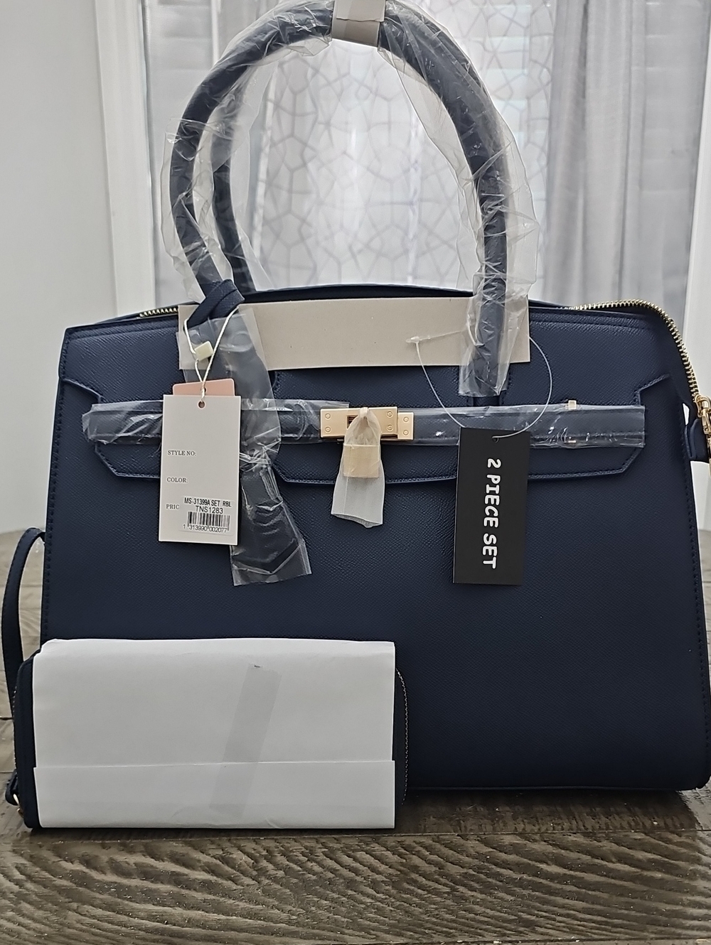 Classic Navy Satchel Handbag with Wallet - Women Bags